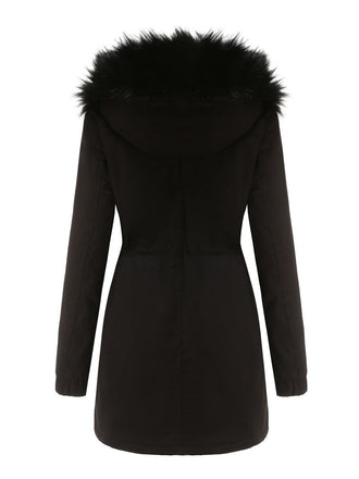 Manteau Années 50 Garnie de Fourrure Synthétique à Boucle