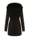 Manteau Années 50 Garnie de Fourrure Synthétique à Boucle