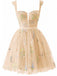 Robe courte verte dentelle florale brodée années 1970