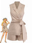 Ensemble gilet et short beige uni années 1960