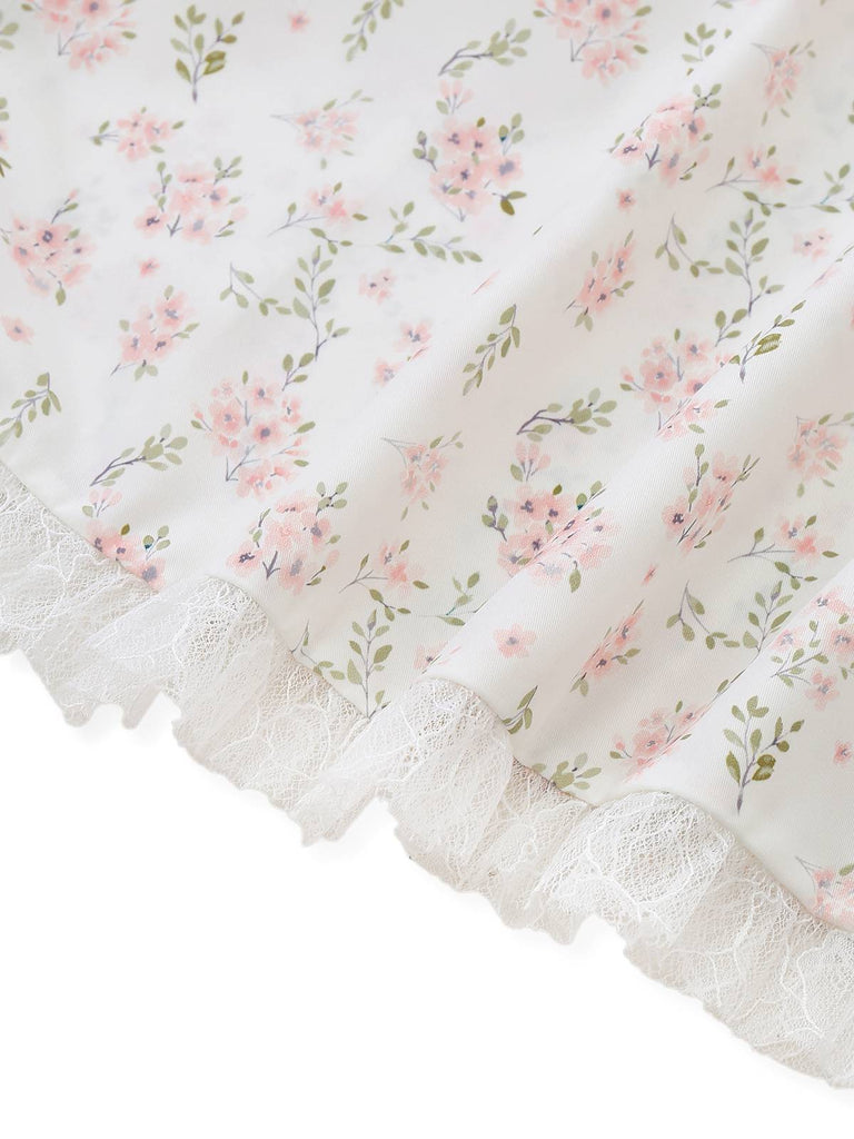 Beige 1940s Floral Dress