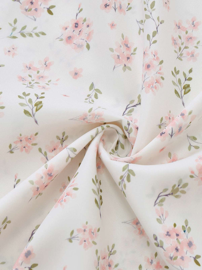 Beige 1940s Floral Lace Dress