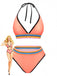 Bikini triangle rose rayures arc-en-ciel