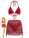 Bikini col halter unie et cache-maillot crochet