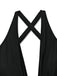 Black vintage tankini with crisscross cutout details and lace-up design in 1940s style