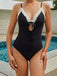 Noir Maillot de Bain Une Pièce à Bordure en Dentelle et Nœud Devant années '40 3