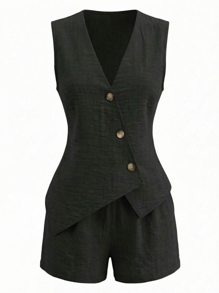 Col V à Lacets Gilet & Short Set Années 1940 4