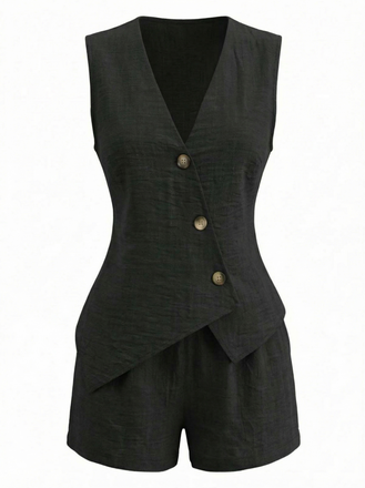 Col V à Lacets Gilet & Short Set Années 1940 4