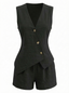 2PCS Gilet et short noir lacets et col V années 1940