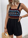 Combishort Smocké Col Carré Brodé Floral Noir Années 50