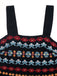 Combishort Smocké Col Carré Brodé Floral Noir Années 50