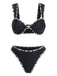 Ensemble Bikini Ornements Métal Étoile de Mer Bordure Léopard Noir Années 1950 2