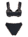 Ensemble Bikini Ornements Métal Étoile de Mer Bordure Léopard Noir Années 1950 3