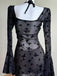 Maillot de Bain Une Pièce en Maille Transparente Imprimé Papillons Noir Années 1950