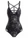 [Prévente] Araignée Toile Imprimée Gothique One-Pièce Maillot de Bain Noire Années 1950 2