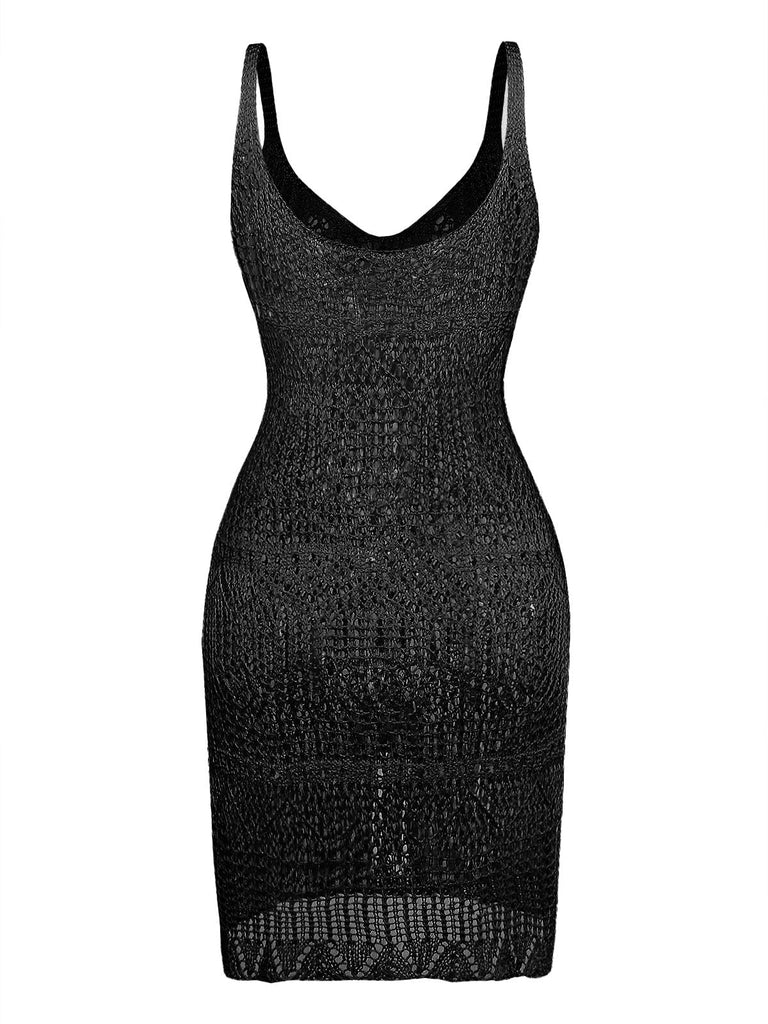 Ajouré U-Neck Side Slit Cache-Maillot Années 1980 9