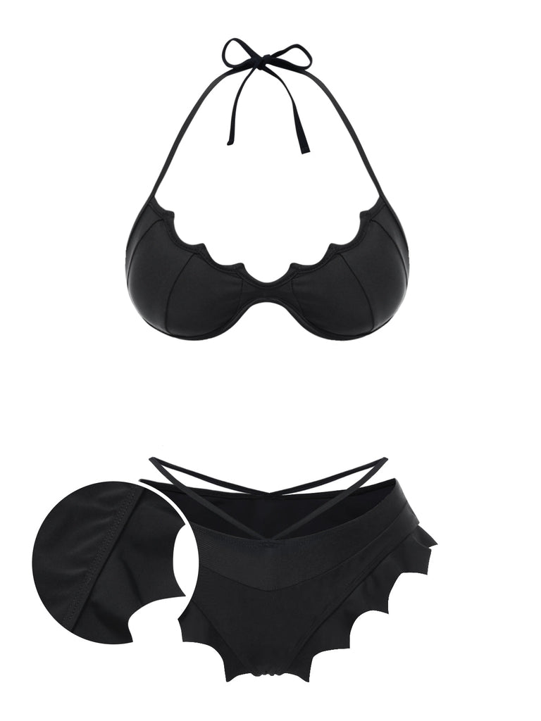 [Prévente] Ensemble Bikini Gothique Ailes de Chauve-Souris Dégradé Rose et Bleu années 80 2