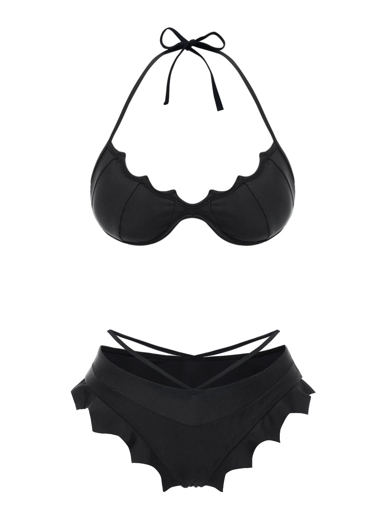 [Prévente] Ensemble Bikini Gothique Ailes de Chauve-Souris Dégradé Rose et Bleu années 80 4