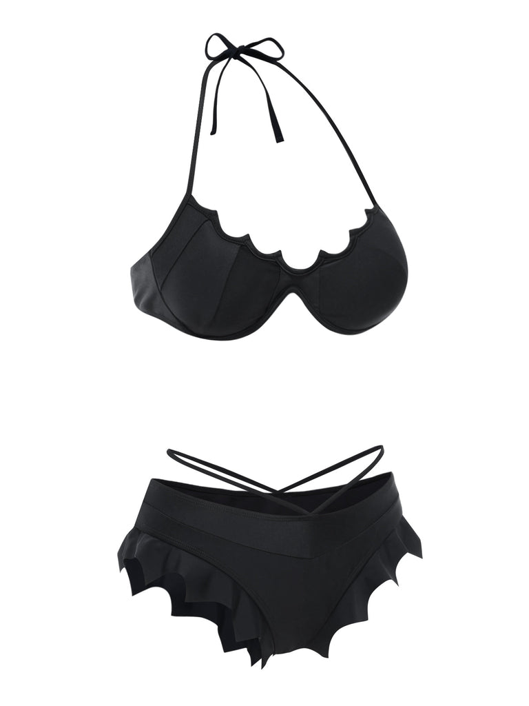 [Prévente] Ensemble Bikini Gothique Ailes de Chauve-Souris Rose années 80 5