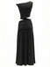 Black 2PCS 1930s Off-Shoulder Top & Slit Ruched Maxi Skirt-back-view