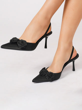 Vintage Rose 3D Bout Pointu Talon Haut Escarpins 2