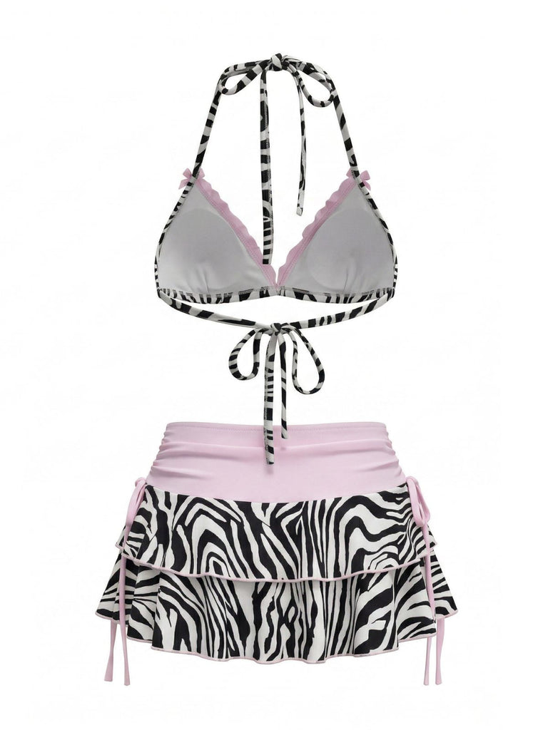 [Prévente] Ensemble Bikini Rayures Zèbre Noir & Blanc Années 1950 2