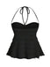 Y2K Uni Texturé Halter Froncé Babydoll Haut 6