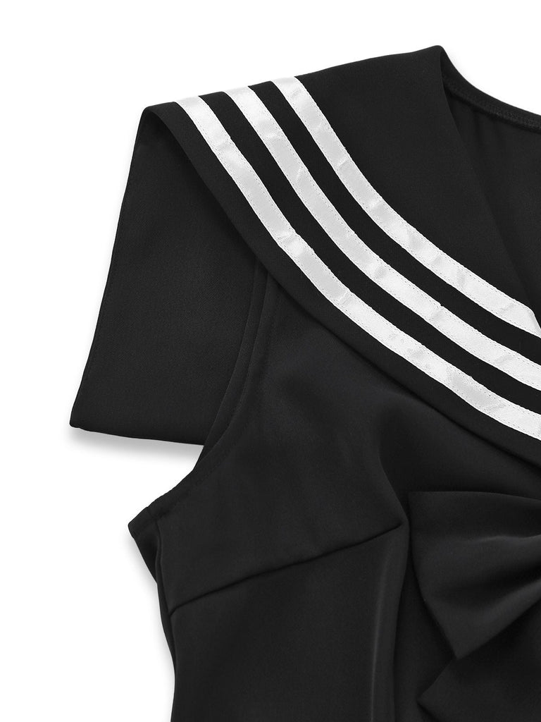 Black garment with white stripes on a white background