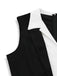 Black sleeveless top with white collar on a light gray background