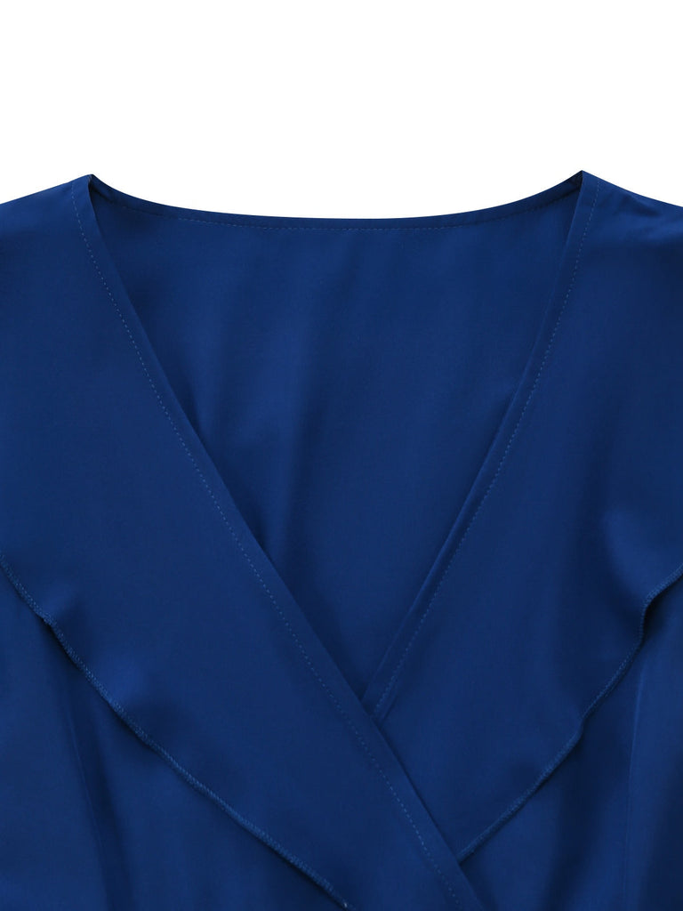 Col V Uni à Volants Ourlet Tie-Up Robe Années 1930 6