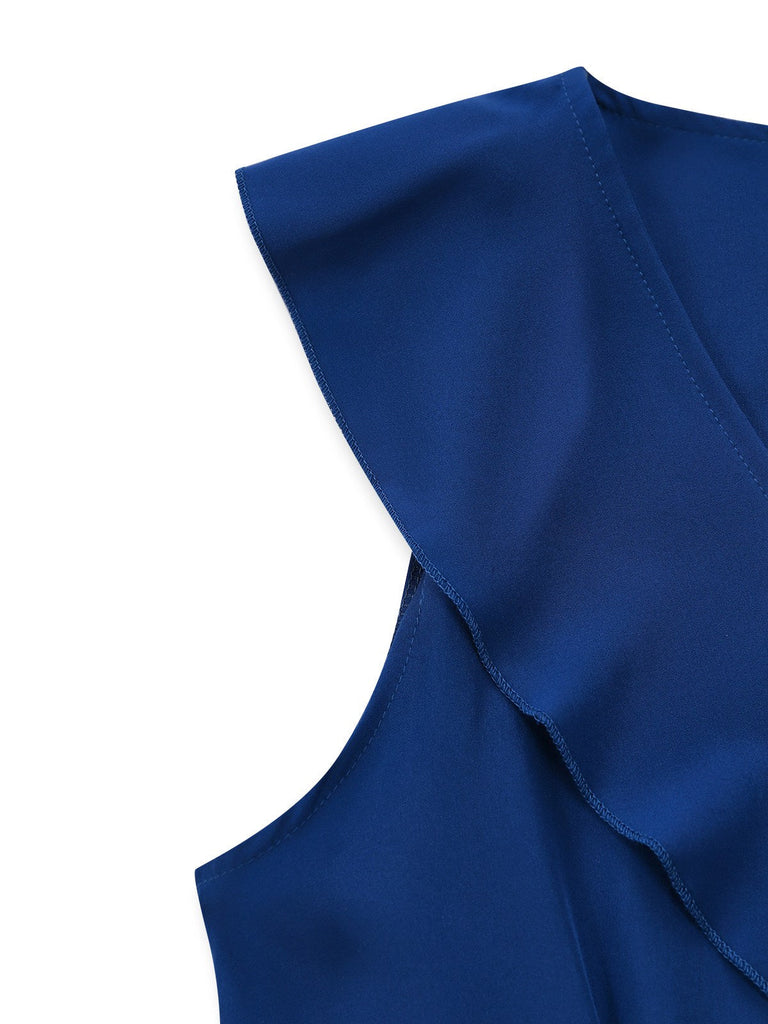 Col V Uni à Volants Ourlet Tie-Up Robe Années 1930 7