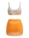 Ensemble Tankini Floral à Boucle Métal en U Taille Haute années '60 3