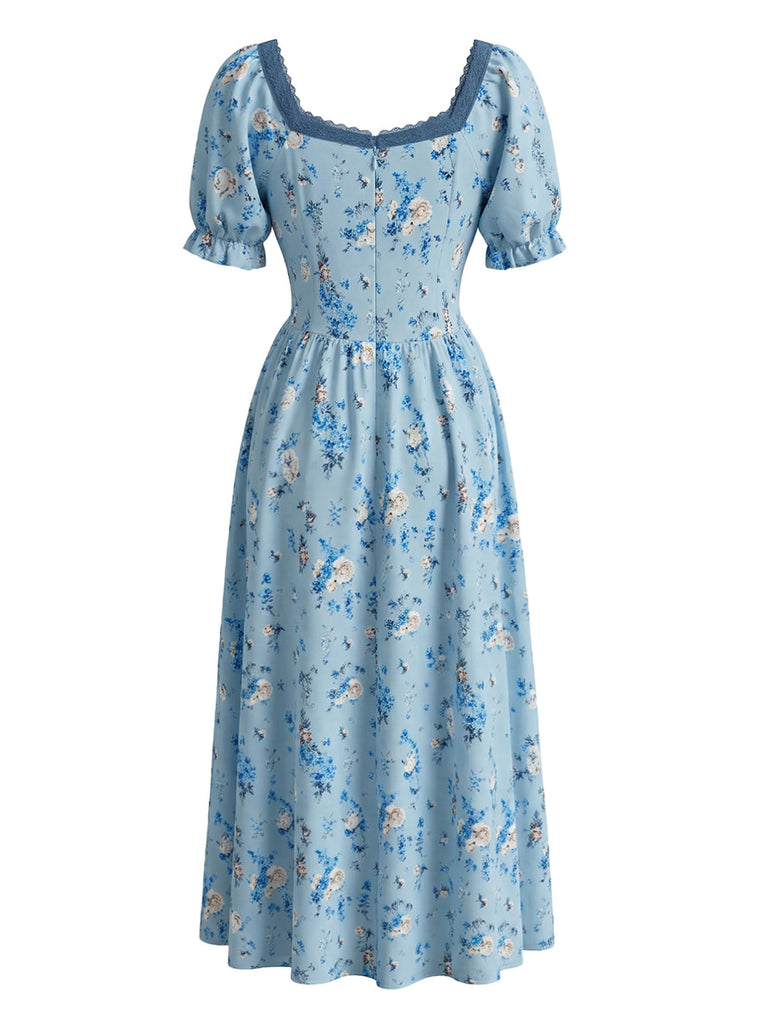 Robe Évasée Imprimée Florale avec Ceinture à la Taille années '50 3