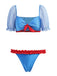 [Prévente] Ensemble Bikini en Maille Col Cœur à Nœud Bleu Années 1950 2
