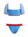 [Prévente] Ensemble Bikini en Maille Col Cœur à Nœud Bleu Années 1950 4