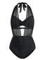Maillot De Bain Une Pièce Licou Tulle Noir Années 1950