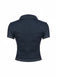 Chemise Courte Col Revers Manches Courtes en Denim Bleu Années 60