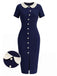 [Prévente] Robe Tricoté Col Claudine Bleue Années 1960