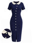 [Prévente] Robe maille bleue col Claudine années 1960