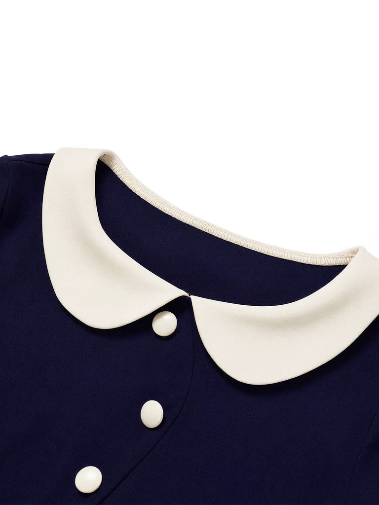 [Prévente] Robe Tricoté Col Claudine Bleue Années 1960 5