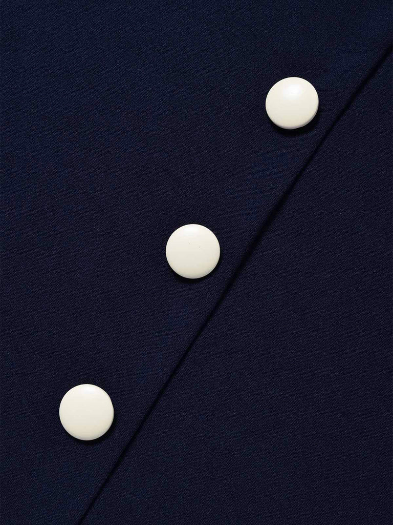 [Prévente] Robe Tricoté Col Claudine Bleue Années 1960 6