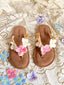 Tongs bohèmes fleurs et perles