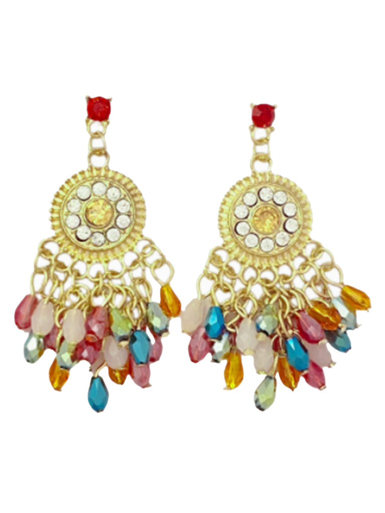 Boucles d'oreilles multicolores bohèmes gravées goutte