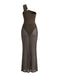 Maillot de Bain Une Pièce Filet à Volants Marron Années 1930 2