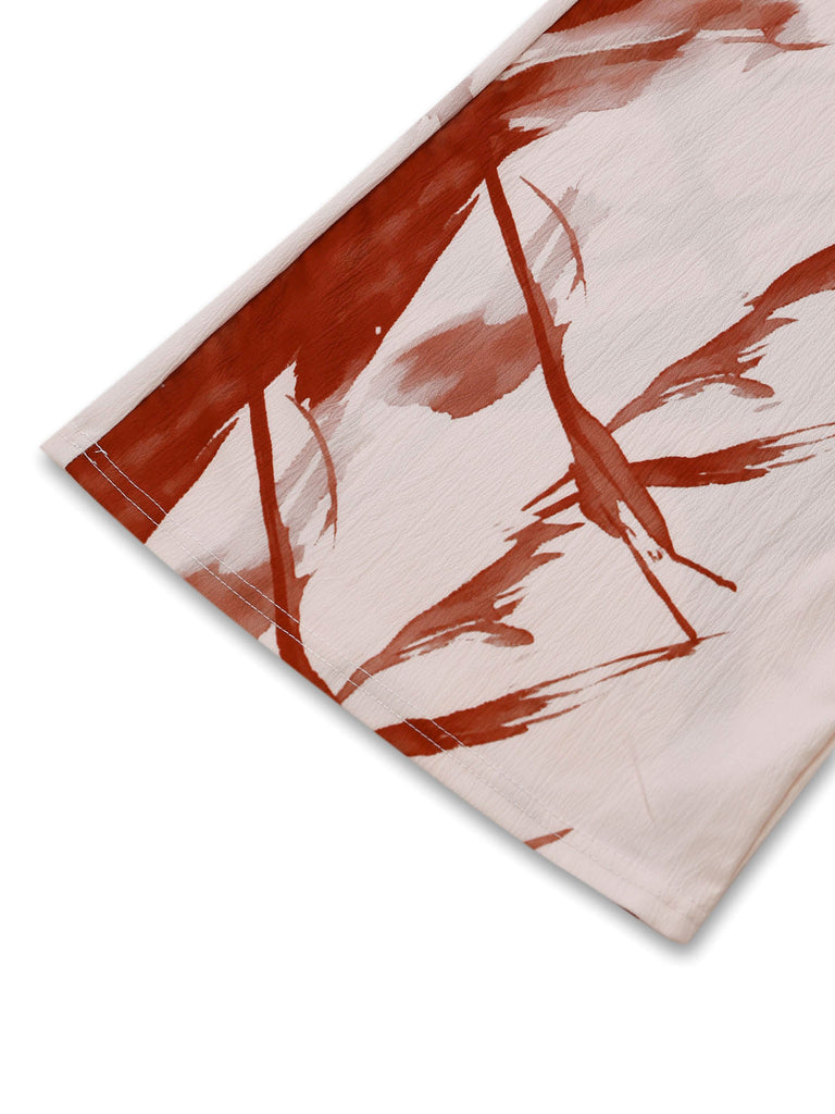 Combinaison Halter Sans Manches Imprimé Abstrait Floral Marron Années 30