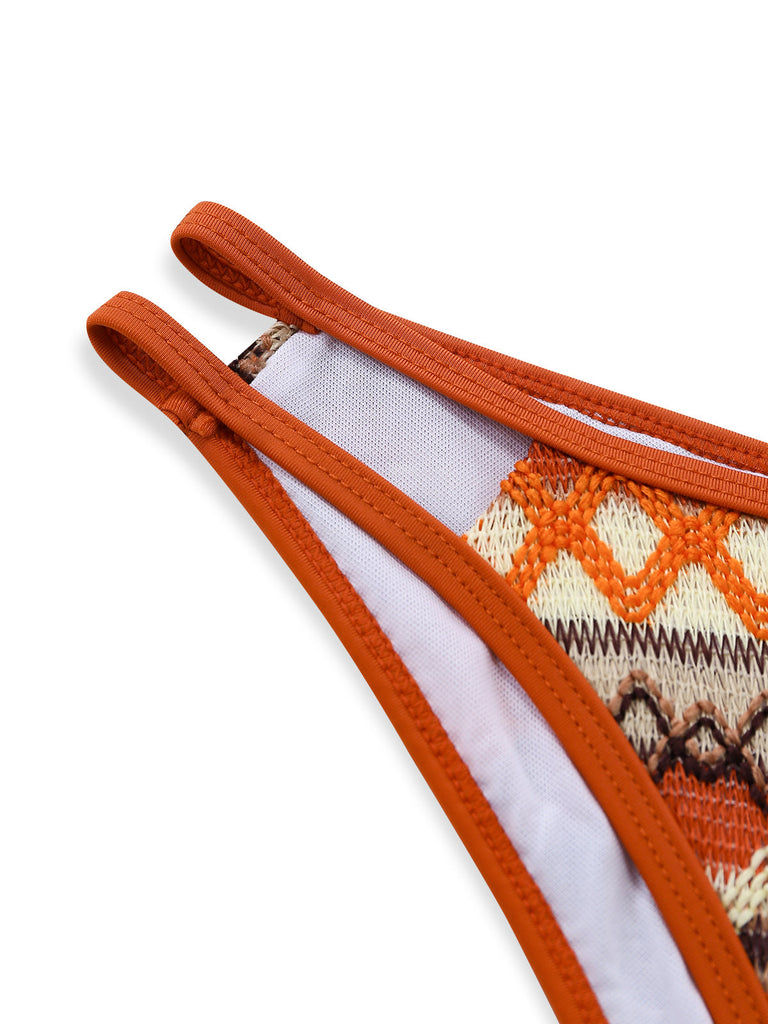 Bohème Géométrique Tricot Halter Ensemble Bikini Années 1970 6