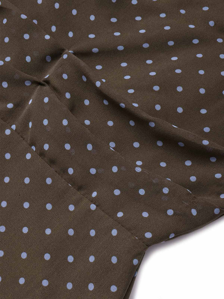 [Prévente] Robe en Mousseline à Pois Col Noué Asymétrique Marron Années 2000 5
