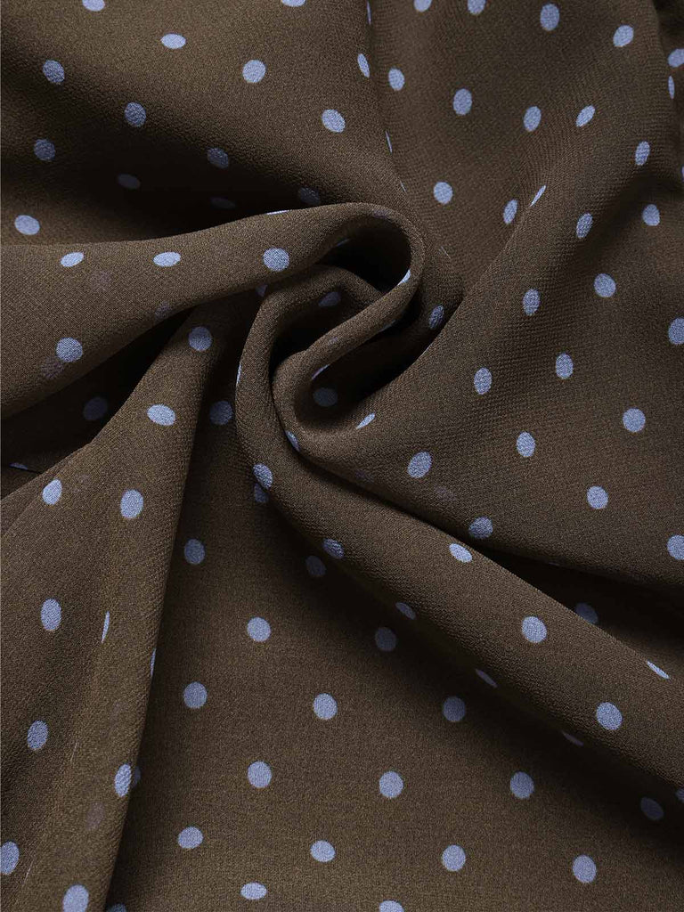 [Prévente] Robe en Mousseline à Pois Col Noué Asymétrique Marron Années 2000 6
