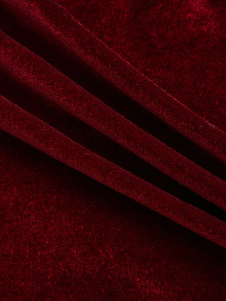 Robe mi-longue à épaules dénudées en velours uni des années 1980