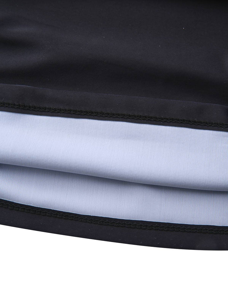 Maillot de bain tankini tie-dye noir à motif palmiers au coucher du soleil années 1940